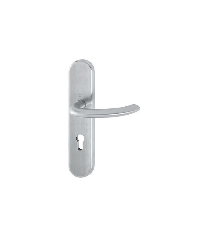 HOPPE Halbgarnitur Marseille E1138F/3310, Langschild, oval, Profilzylinder gelocht, Entfernung 72mm, Vierkant 8mm, Befestigungstechnik ohne Stütznocken, grau, edelstahl matt