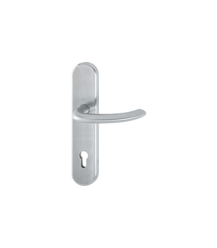 HOPPE Halbgarnitur Marseille E1138F/3310, Langschild, oval, Profilzylinder gelocht, Entfernung 92mm, Vierkant 10mm, Befestigungstechnik ohne Stütznocken, grau, edelstahl matt