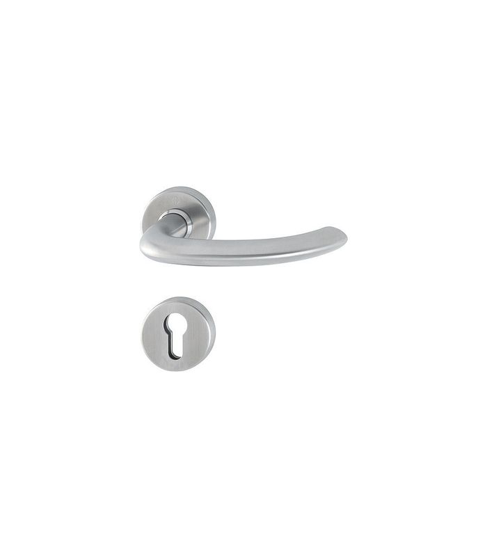 HOPPE Halbgarnitur Marseille E1138Z/42/42S, Rosette, Profilzylinder gelocht, Vierkant 8mm, DIN Links-Rechts, Befestigungstechnik mit Stütznocken, grau, edelstahl matt