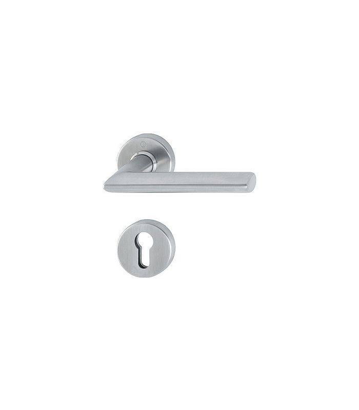 HOPPE Halbgarnitur Stockholm E1140Z/42/42S, Rosette, Profilzylinder gelocht, Vierkant 8mm, DIN Links-Rechts, Befestigungstechnik mit Stütznocken, grau, edelstahl matt