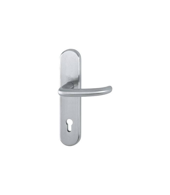 HOPPE Halbgarnitur San Francisco E1301F/3310, Langschild, oval, Profilzylinder gelocht, Entfernung 92mm, Vierkant 10mm, Befestigungstechnik ohne Stütznocken, grau, edelstahl matt