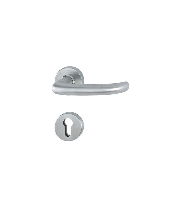 HOPPE Halbgarnitur San Francisco E1301Z/42/42S, Rosette, Profilzylinder gelocht, Vierkant 8mm, DIN Links-Rechts, Befestigungstechnik mit Stütznocken, grau, edelstahl matt