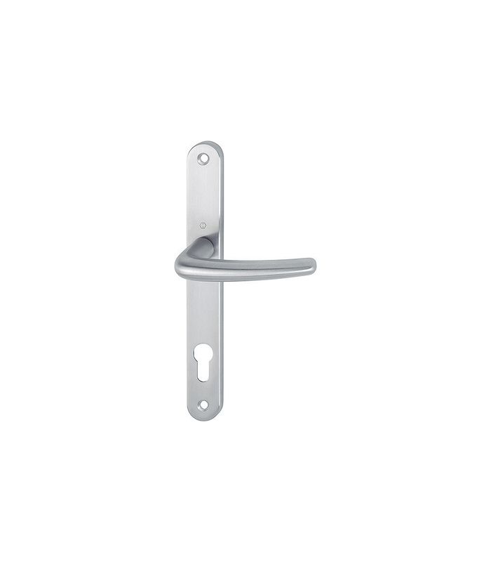 HOPPE Halbgarnitur Denver E1310Z/3346SN, Langschild, oval, Profilzylinder gelocht, Entfernung 92mm, Vierkant 8mm, Befestigungstechnik ohne Stütznocken, grau, edelstahl matt