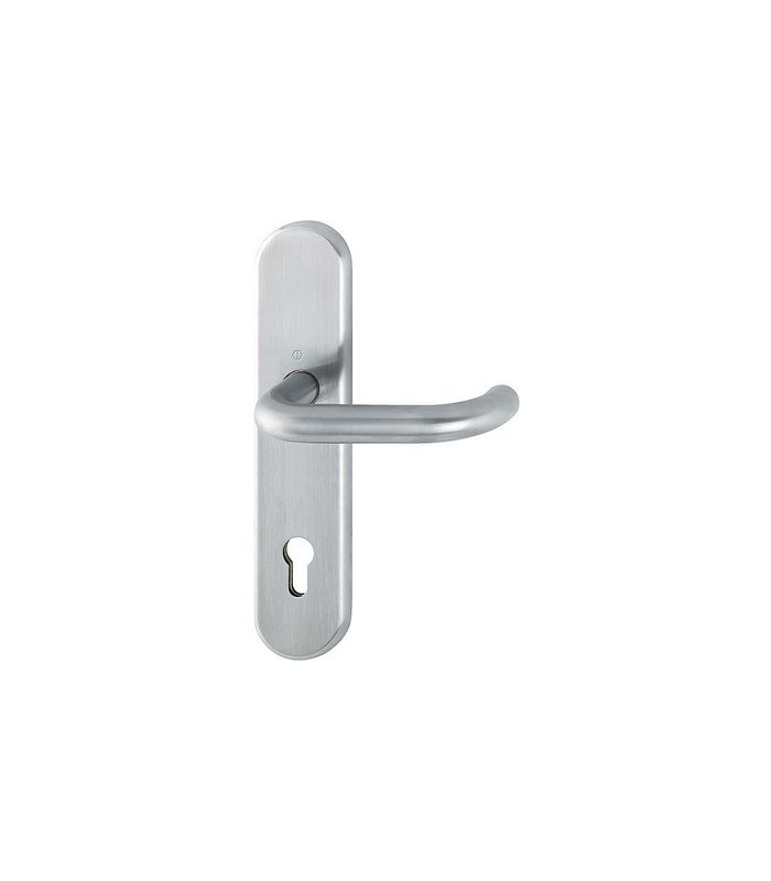HOPPE Halbgarnitur Paris E138F/3310, Langschild, oval, Profilzylinder gelocht, Entfernung 92mm, Vierkant 10mm, Befestigungstechnik ohne Stütznocken, grau, edelstahl matt