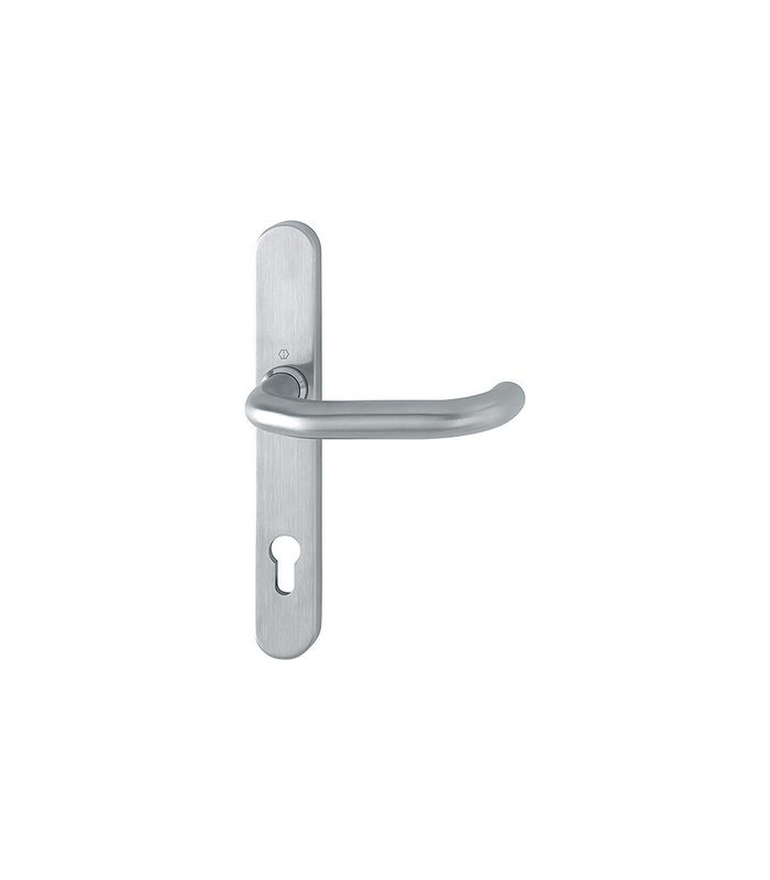 HOPPE Halbgarnitur Paris E138GF/3357SN, Langschild, oval, Profilzylinder gelocht, Entfernung 92mm, Vierkant 8mm, Befestigungstechnik ohne Stütznocken, grau, edelstahl matt, CORE