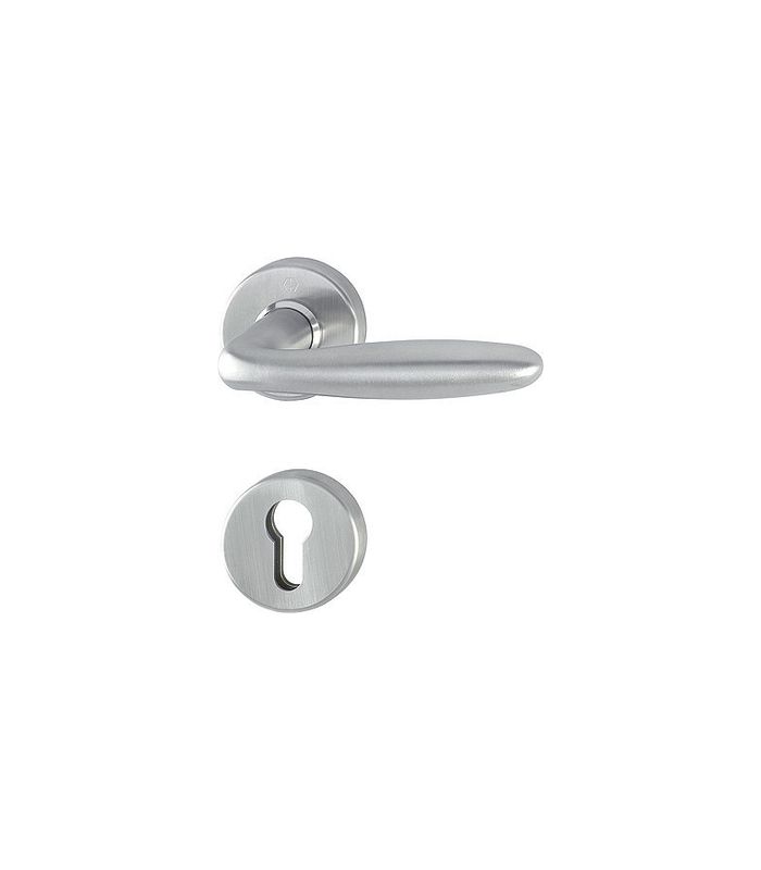 HOPPE Halbgarnitur Verona E1800Z/42/42S, Rosette, Profilzylinder gelocht, Vierkant 8mm, DIN Links-Rechts, Befestigungstechnik mit Stütznocken, grau, edelstahl matt