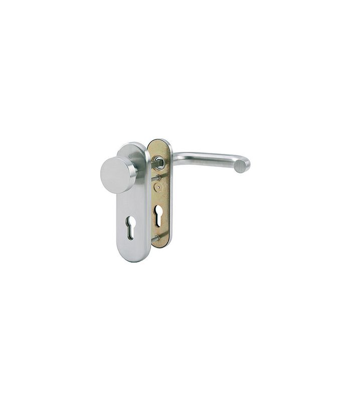 HOPPE Sicherheits-Wechselgarnitur Paris E58/3331K/353K-1/138Z, Kurzschild oval, 12mm, ES 1, ohne Zylinderabdeckung, Profilzylinder gelocht, Entfernung 72mm, Vierkant 8mm, Türstärke 37-42mm, edelstahl matt
