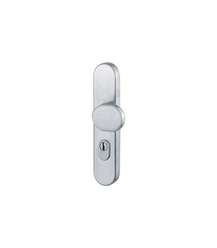 HOPPE Sicherheits-Halbgarnitur E86G/3332ZA, Langschild oval, 15mm, ES 1, mit Zylinderabdeckung, Profilzylinder gelocht, Entfernung 72mm, Vierkant 8mm, Türstärke 37-42mm, edelstahl matt