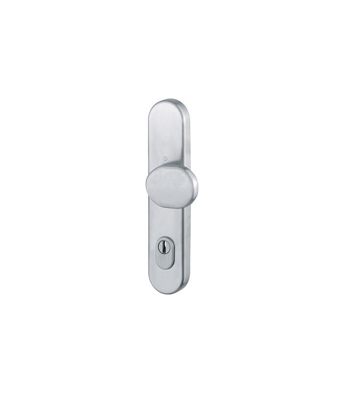 HOPPE Sicherheits-Halbgarnitur E86G/3332ZA, Langschild oval, 15mm, ES 1, mit Zylinderabdeckung, Profilzylinder gelocht, Entfernung 92mm, Vierkant 10mm, Türstärke 67-72mm, edelstahl matt