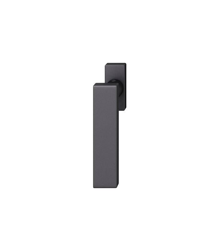 Drehkipp- Fenstergriff 34 1003, mit schmaler eckiger Rosette, Vierkant 7, schwarz gestrahlt