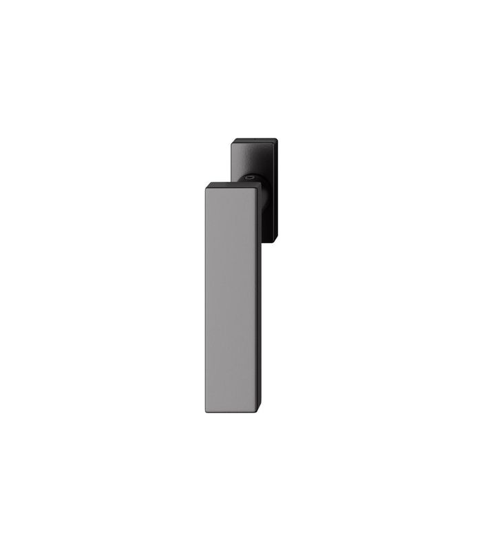 Drehkipp- Fenstergriff 34 1003, mit schmaler eckiger Rosette, Vierkant 7x 24-38, schwarz, tiefschwarz farbig kunststoffbeschichtet