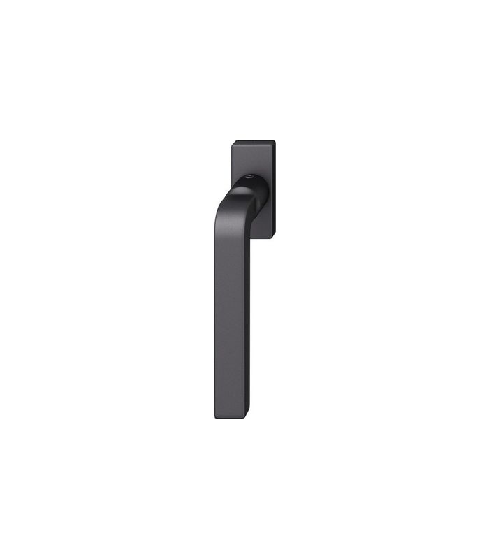 Drehkipp- Fenstergriff 34 1004, mit schmaler eckiger Rosette, Vierkant 7, schwarz gestrahlt