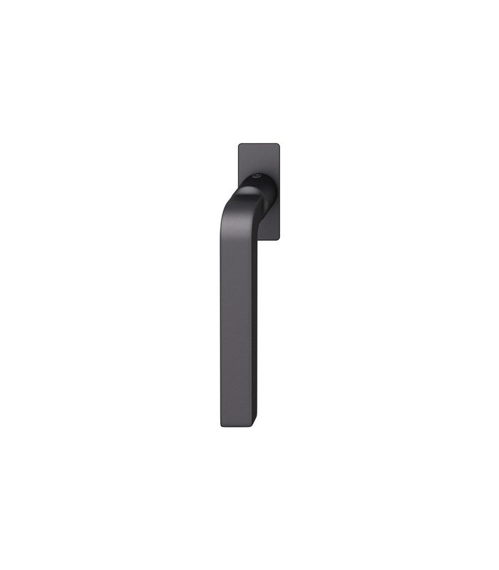 Drehkipp- Fenstergriff 34 1004, mit schmaler eckiger Rosette, Vierkant 7, schwarz gestrahlt