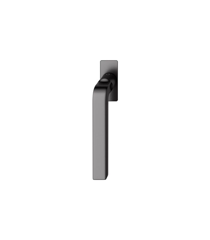 Drehkipp- Fenstergriff 34 1004, mit schmaler eckiger Rosette, Vierkant 7x 24-38, schwarz, tiefschwarz farbig kunststoffbeschichtet