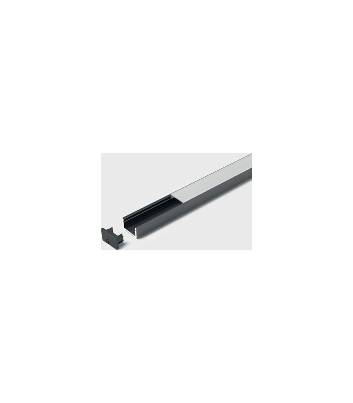 LED ChannelLine D2 Profil, black, opal L=3000, Alu- und Abdeckprofil