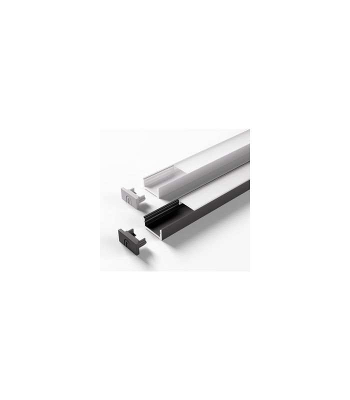 LED ChannelLine D Profil, black, opal L=3000, Alu-und Abdeckprofil
