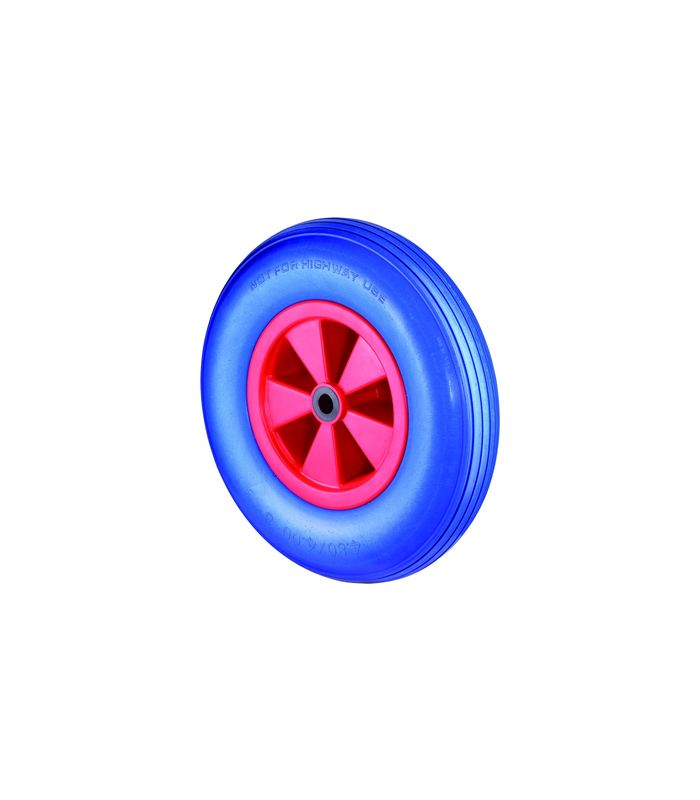 Polyurethanrad pannensicher blau Ø 400mm Kunststoff Felge Rolllager Achse Ø 20mm, 200kg
