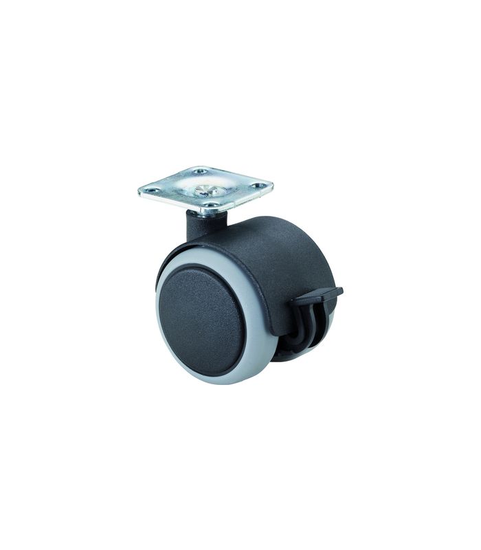 Kunststoff -Doppelrolle 50mm F8642x42mm Platte mit Festst. F86.050.PL