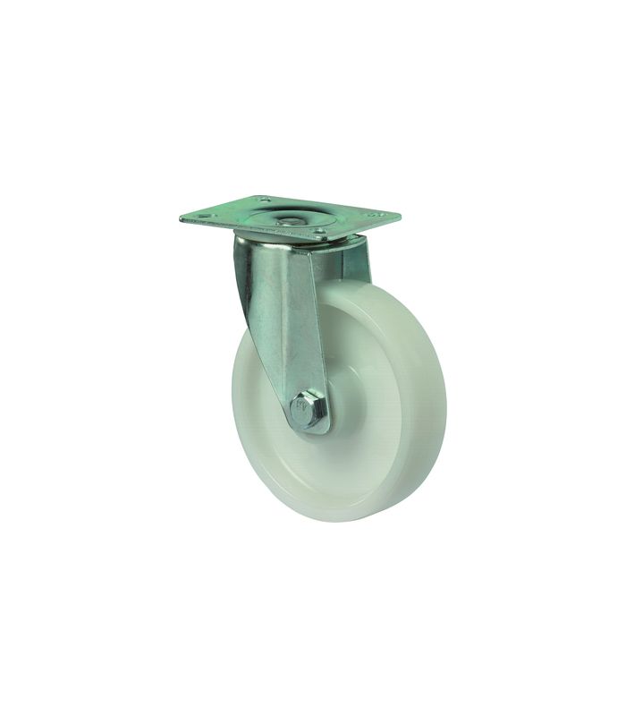 Lenkrolle 125mm L400.B10 Platte, Kunststoff weiß, RL L400.B10.125