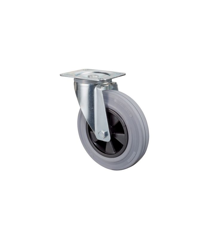 Lenkrolle 200mm L400.B46 Platte, Gummi grau, RL L400.B46.200