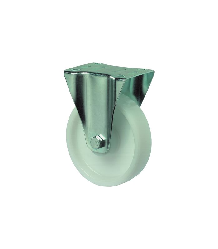 Bockrolle 125mm L410.B10 Platte, Kunststoff weiß, RL L410.B10.125