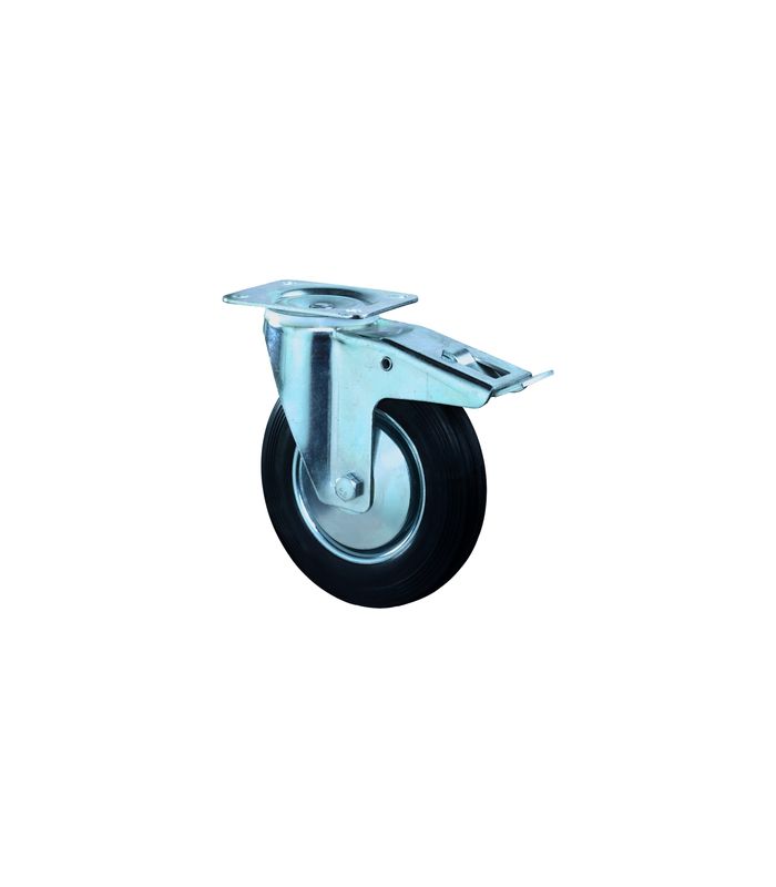 Lenkrolle 125mm L420.B55 Platte, Gummi schwarz RL, FestL420.B55.126