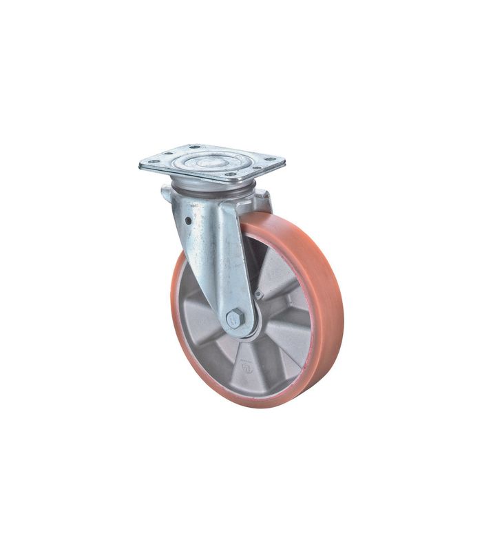 Lenkrolle 200mm N100.B90 Platte, Polyure Guss, KL N100.B90.203