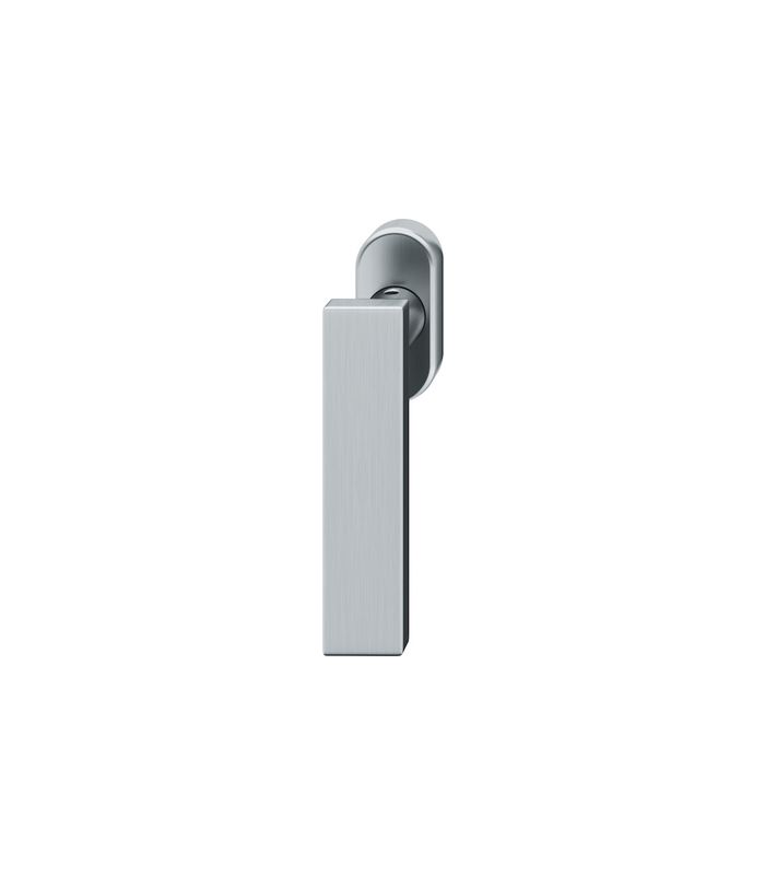 Drehkipp- Fenstergriff 34 1003, mit ovaler schmaler Rosette, Vierkant 7x 24-38, edelstahl fein matt