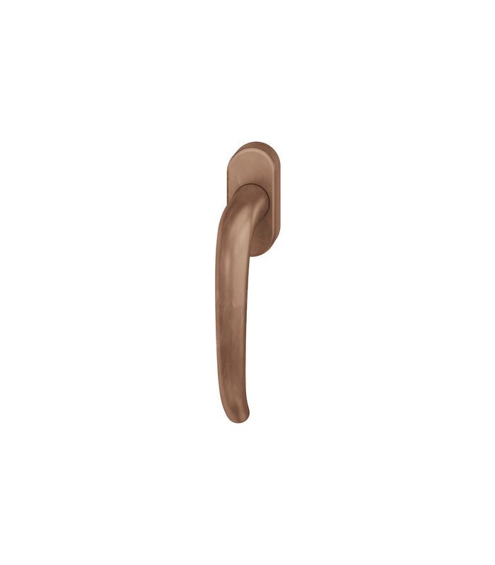 Drehkipp- Fenstergriff 34 1023, mit ovaler schmaler Rosette, Vierkant 7x 24-38, hellbronze patiniert gewachst