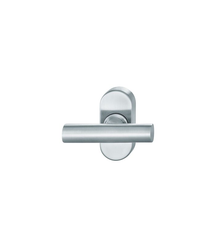 Drehkipp- Fenstergriff 34 3499, mit ovaler Rosette, Vierkant 7x 34, edelstahl fein matt