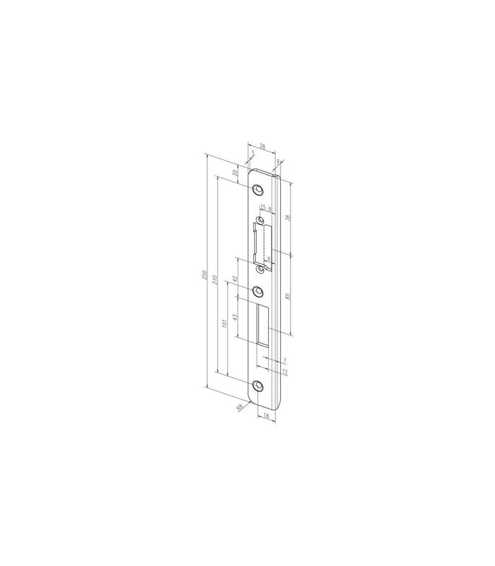 Winkelschließblech 45B DR,28x250x9 rd,edelstahl