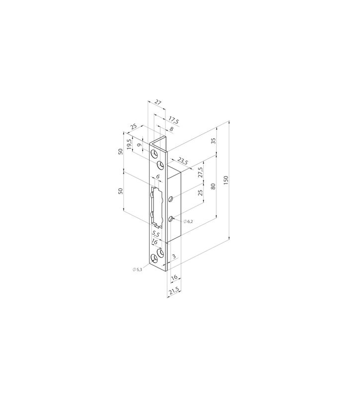 Winkelschließblech Z29-SBL 27x150x25 ktg,matt gebürstet
