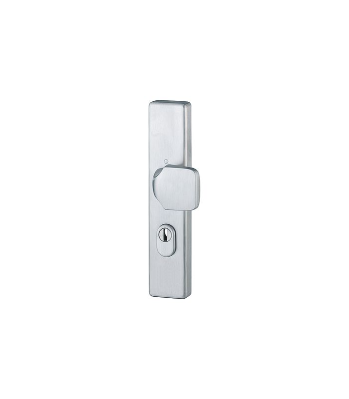 HOPPE Sicherheits-Halbgarnitur E61G/2222ZA, Langschild eckig, 15mm, ES 1, mit Zylinderabdeckung, Profilzylinder gelocht, Entfernung 72mm, Vierkant 8mm, Türstärke 37-42mm, edelstahl matt