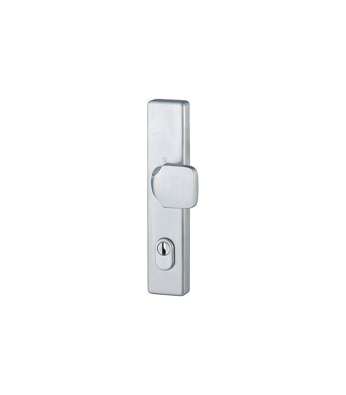 HOPPE Sicherheits-Halbgarnitur E61G/2222ZA, Langschild eckig, 15mm, ES 1, mit Zylinderabdeckung, Profilzylinder gelocht, Entfernung 92mm, Vierkant 10mm, Türstärke 67-72mm, edelstahl matt