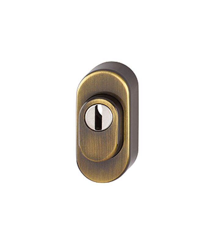 HOPPE Schutzrosette M55S-ZA, oval, 16mm, mit Zylinderabdeckung/Profilzylinder gelocht, brüniert lackiert, ohne Stütznocken