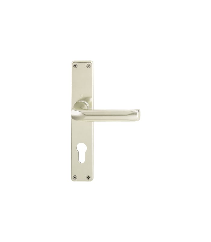 HOPPE Drückergarnitur London 113/202SP, Langschild, eckig, Profilzylinder gelocht, Entfernung 72mm, Vierkant 8mm, Türstärke 37 - 47mm, Befestigungstechnik ohne Stütznocken, silber, neusilberfarben, eloxiert, DIY, VE 24