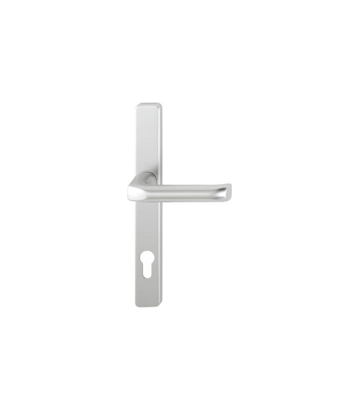 HOPPE Drückergarnitur London 113/2246, Langschild, eckig, Profilzylinder gelocht, Entfernung 92mm, Vierkant 8mm, Türstärke 67 - 72mm, Befestigungstechnik mit Stütznocken, silber, naturfarben, eloxiert