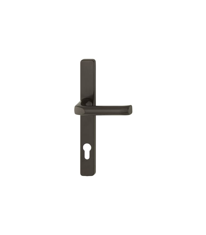 HOPPE Drückergarnitur London 113/2246, Langschild, eckig, Profilzylinder gelocht, Entfernung 92mm, Vierkant 8mm, Türstärke 67 - 72mm, Befestigungstechnik mit Stütznocken, braun, dunkelbraun seidenglänzend beschichtet