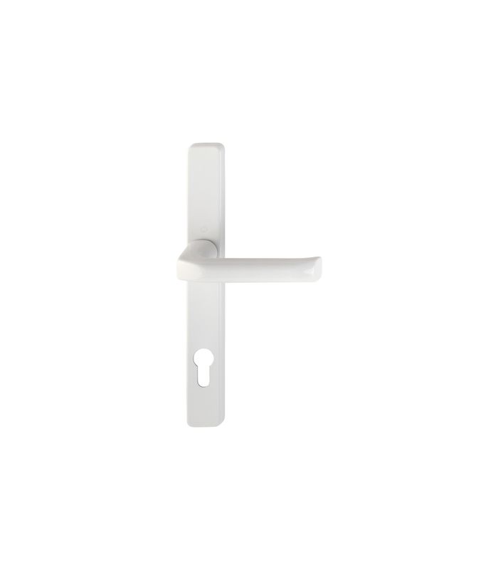 HOPPE Drückergarnitur London 113/2246, Langschild, eckig, Profilzylinder gelocht, Entfernung 92mm, Vierkant 8mm, Türstärke 67 - 72mm, Befestigungstechnik mit Stütznocken, weiß, verkehrsweiß, beschichtet