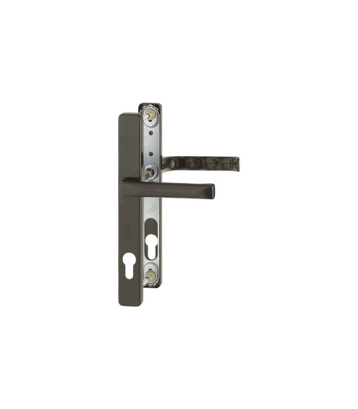 HOPPE Drückergarnitur London 113KH/2246/113, Langschild, eckig, Profilzylinder gelocht, Entfernung 92mm, Vierkant 8mm, Türstärke 67 - 72mm, Befestigungstechnik mit Stütznocken, braun, dunkelbraun seidenglänzend beschichtet