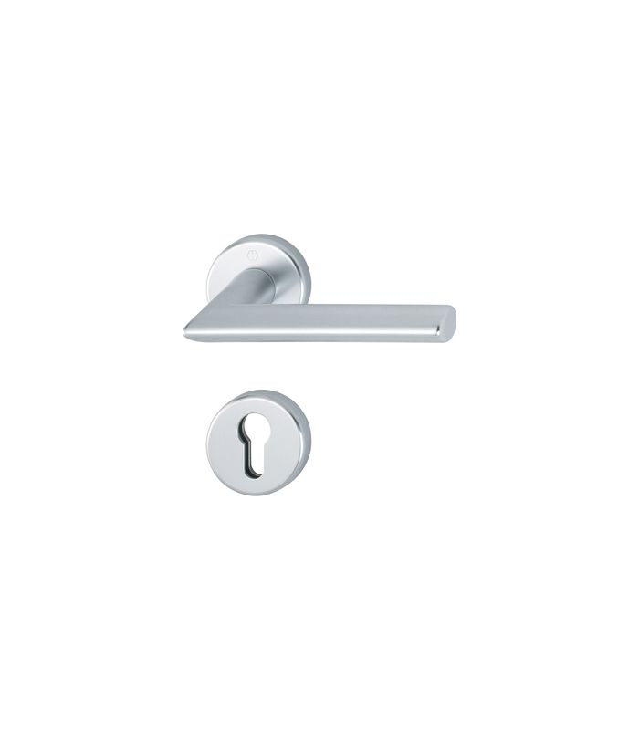 HOPPE Halbgarnitur Stockholm 1140/42/42S, Rosette, Profilzylinder gelocht, Vierkant 8mm, DIN Links-Rechts, Befestigungstechnik mit Stütznocken, silber, naturfarben, eloxiert