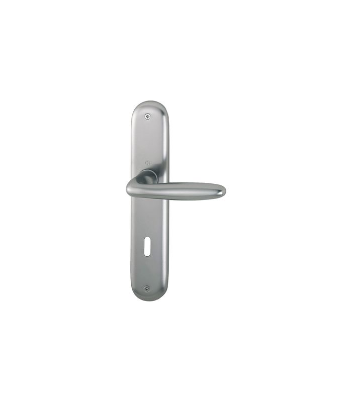 HOPPE Drückergarnitur Verona 1510/273P, Langschild, oval, Buntbart gelocht, Entfernung 72mm, Vierkant 8mm, Türstärke 35 - 45mm, Befestigungstechnik ohne Stütznocken, grau, stahlfarbig, eloxiert, CORE