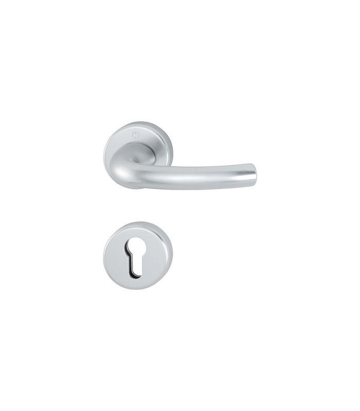 HOPPE Halbgarnitur Tôkyô 1710/42/42S, Rosette, Profilzylinder gelocht, Vierkant 8mm, DIN Links-Rechts, Befestigungstechnik mit Stütznocken, silber, naturfarben, eloxiert