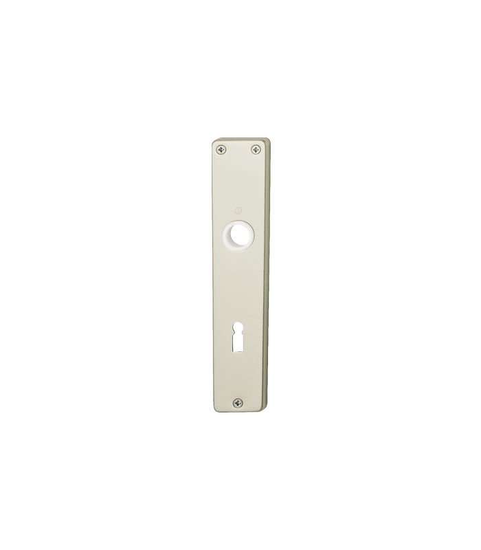 HOPPE Langschildpaar Frankfurt 201PI, außen/innen, eckig, ohne Stütznocken, Buntbart gelocht, Entfernung 72mm, silber, neusilberfarben, eloxiert