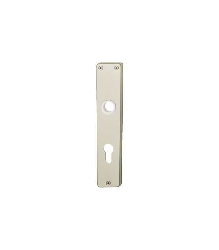 HOPPE Langschildpaar Frankfurt 201PI, außen/innen, eckig, ohne Stütznocken, Profilzylinder gelocht, Entfernung 72mm, silber, neusilberfarben, eloxiert