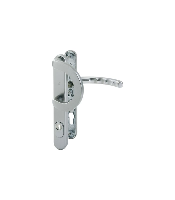 HOPPE Sicherheits-Wechselgarnitur Luxembourg 513G/3359ZA/3357N/1500, Langschild oval, 15mm, ES 1, mit Zylinderabdeckung, Profilzylinder gelocht, Entfernung 92mm, Vierkant 8mm, Türstärke 67-72mm, stahlfarbig eloxiert