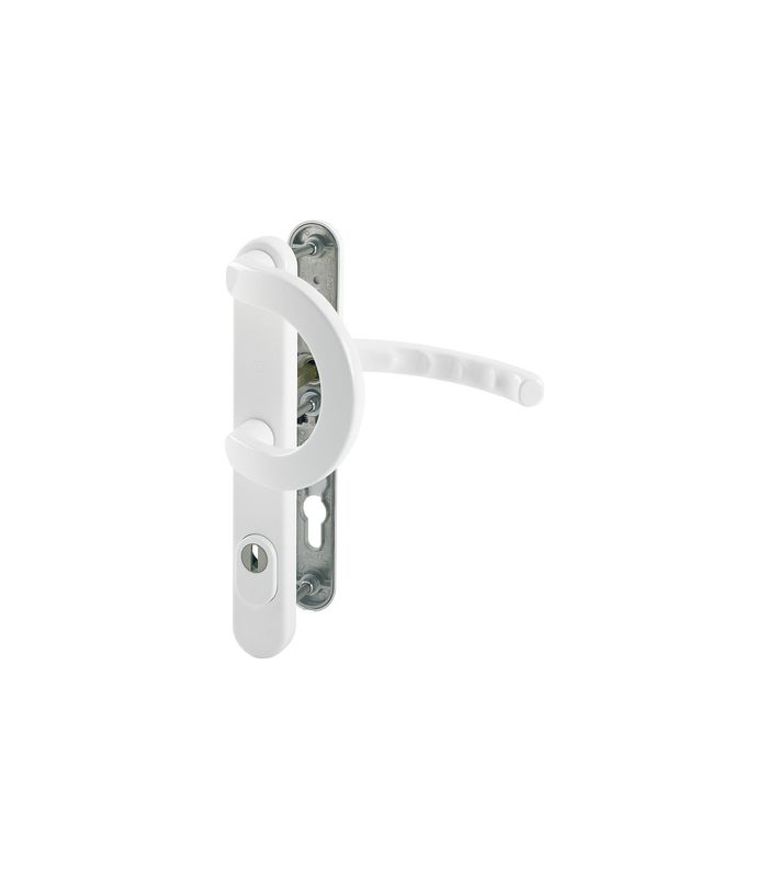 HOPPE Sicherheits-Wechselgarnitur Luxembourg 513G/3359ZA/3357N/1500, Langschild oval, 15mm, ES 1, mit Zylinderabdeckung, Profilzylinder gelocht, Entfernung 92mm, Vierkant 8mm, Türstärke 67-72mm, verkehrsweiß beschichtet