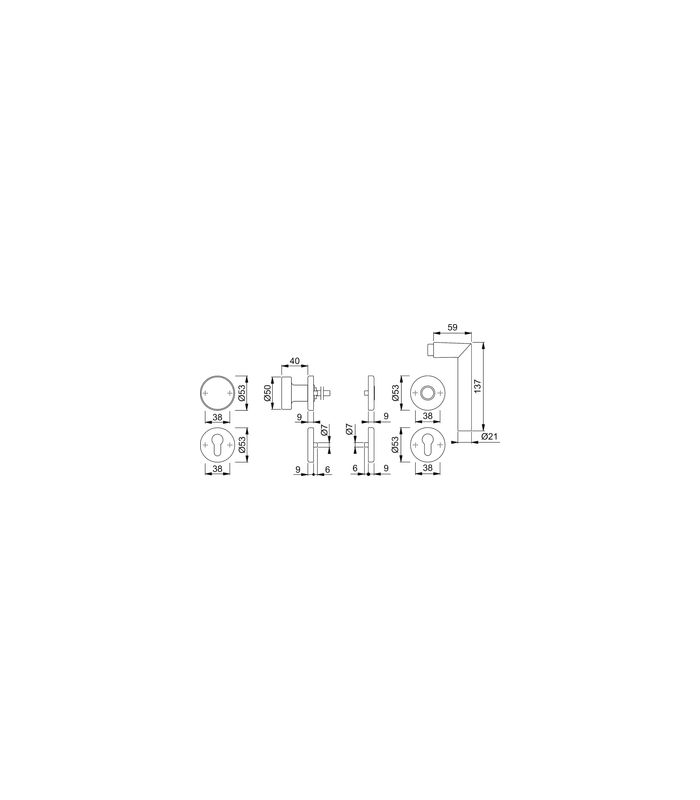 Wechsel-Rosettengarnitur Amsterdam PZ 8 mm 58/42KV/42KVS/1400 Alu F1