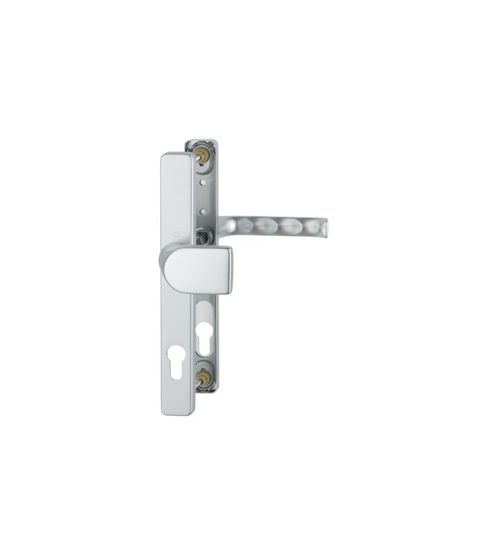 HOPPE Wechselgarnitur London 78G/2246/113, Langschild, eckig, Profilzylinder gelocht, Entfernung 92mm, Vierkant 8mm, Türstärke 67 - 72mm, Befestigungstechnik mit Stütznocken, silber, naturfarben, eloxiert