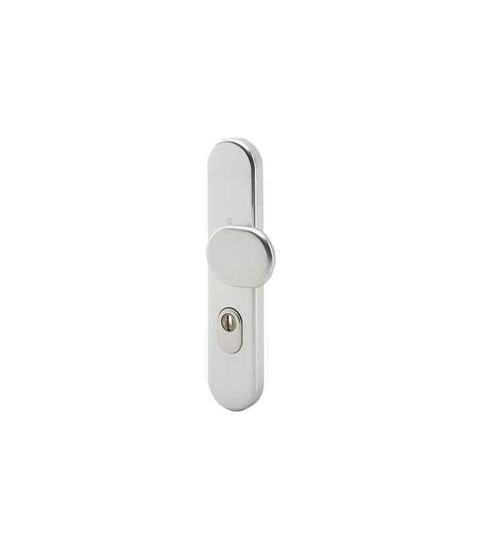 HOPPE Sicherheits-Halbgarnitur 86G/3332ZA, Langschild oval, 15mm, ES 1, mit Zylinderabdeckung, Profilzylinder gelocht, Entfernung 92mm, Vierkant 10mm, Türstärke 67-72mm, naturfarben eloxiert